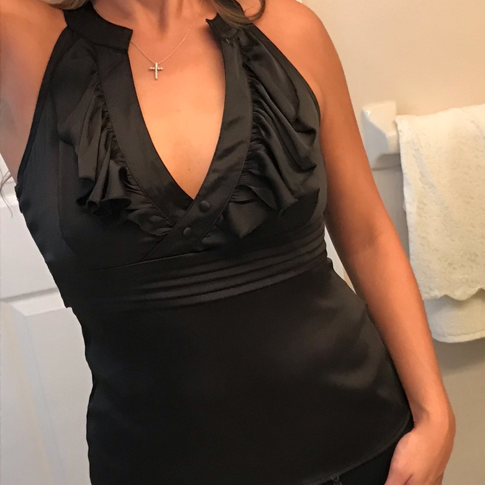 Black ruffle top